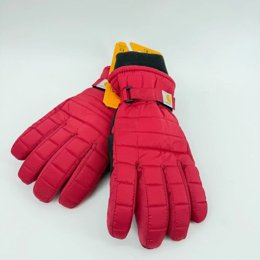 Carhartt Women's M Red Waterproof Insulated Quilted Knit Cuff Winter Gloves